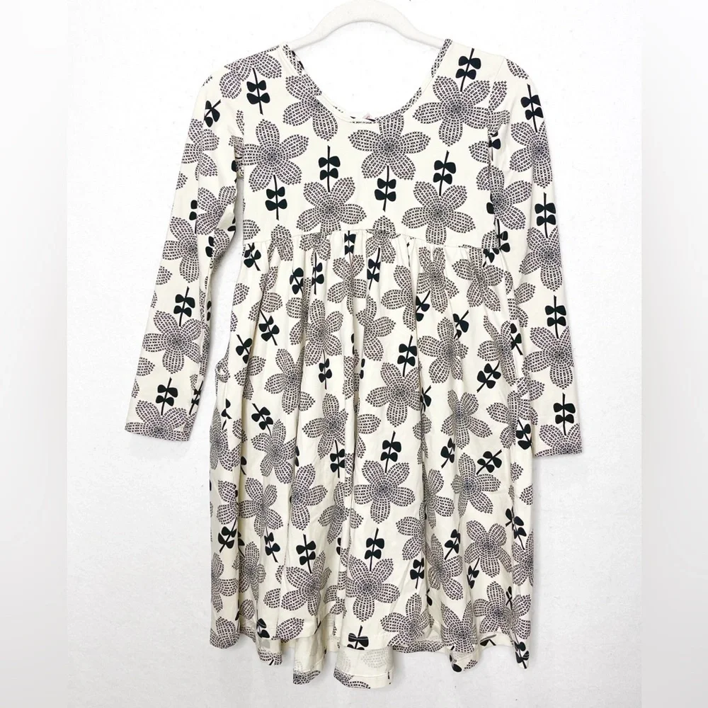 Hanna Andersson Super Twirl Celebration Dress Floral Ecru Black Size 12 Pockets - Picture 3 of 7